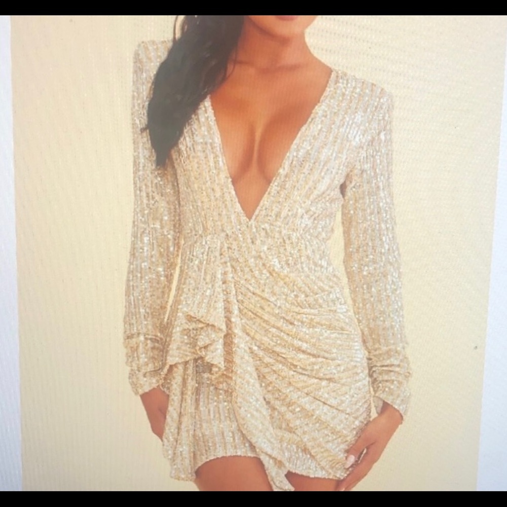 Cream Sequin Dress ~ Gold & Silver Sequins ~ Mini Dress